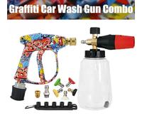 Ensemble de pistolets à mousse haute pression Graffiti Design - Multi-marque adaptée pour Karcher/Bosch/Nilfisk, poignée ergonomique, Kit de nettoyage pour voiture/RV/camion B