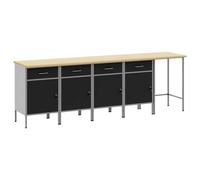 Ensemble de placards de travail 5 pièces Noir et gris vidaXL