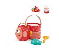 Hape Kit jeu de plage enfant 18 mois+ – seau pliable, pelle, moule, sac
