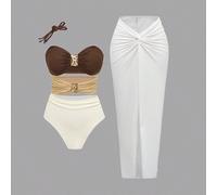 Ensemble de plage SHEN pour femmes en plusieurs pièces, mode sexy pour station balnéaire, croisière, fête. Ensemble de deux pièces avec 1 pièce Top à col ras-du-cou ajouré et une jupe longue twist, av