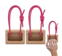 Ensemble de planche d'escalade portable en bois de hêtre - Blocs de préhension à double poche pour entraînement de force des doigts et des avant-bras - Corde réglable et clips métalliques inclus