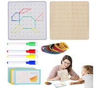 Ensemble de Planche géo | Géoplanche en Bois pour Les Tout-Petits,Éducation manipulatrice mathématique pour Les avec des Cartes de défi pour créer des Formes géométriques, STEM