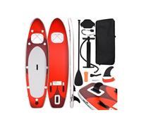 vidaXL Ensemble de Planche SUP Gonflable Planche à Ramer Planche de Surf Planche à Pagaie Kit de Réparation Extérieur Rouge 93382