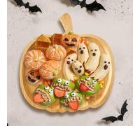 Ensemble de planches à charcuterie d'Halloween - Plateaux à fromage en bambou citrouille et fantôme - Plateaux de service d'automne en bois pour collations, apéritifs, desserts et décoration de table