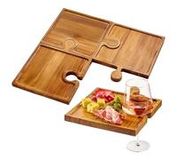 Ensemble De Planches À Fromage - Puzzle En Bois De 4 Pièces, Plateau De Service En Forme De Plateau De Charcuterie, Fête De Cuisine, Apéritif De Vacances De Mariage, Plat De Salle À Manger Pour Hôtess
