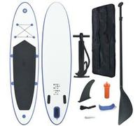 Stand Up Paddle Planche à Rame Planche à Pagaie Planche de Surf Aileron Amovible Résistant aux UV Adulte Durable Bleu et Blanc