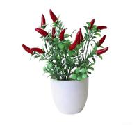 Ensemble de plantes florales artificielles en plastique pour décoration de table à manger qui conserve l'apparence sans lumière du soleil ni entretien (piment)