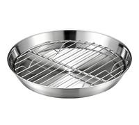 Ensemble de Plaque de Cuisson Four Inox Cuisine, Plateau à Biscuits Rond en Métal avec Grille de Refroidissement, Plat Inox 304 pour Égoutter L'eau et L'huile(16.5cm/7in)