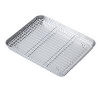 Ensemble de plaques de cuisson avec grilles en acier inoxydable robuste pour four de cuisine et grille de refroidissement, non toxique, facile à nettoyer (28 x 23,5 cm)