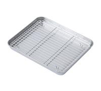 Ensemble de plaques de cuisson avec grilles en acier inoxydable robuste pour four de cuisine et grille de refroidissement, non toxique, facile à nettoyer (25 x 20,5 cm)