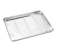 Ensemble de plaques de four en acier inoxydable avec grille métallique pour la cuisson des gâteaux, moules à pain, moules à pain, passe au lave-vaisselle, qualité professionnelle, 31,5 cm (40,5 x 30,5