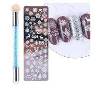 Ensemble de plaques de stamping for ongles, tampon en silicone, pinceau, tampon for nail art, pochoirs de transfert for vernis à ongles, modèle géométrique floral, outils de manucure(STZ-N02)