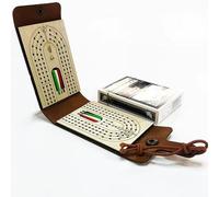 Ensemble De Plateau De Cribbage Pliable, Ensemble De Jeu De Société Cribbage,Planche De Cribbage en Bois avec Rangement - Étui en Simili Cuir, Jeu De Cribbage Classique avec Jeu Complet De Cartes
