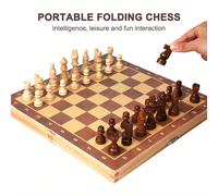 Ensemble de plateau d'échecs en bois 3-en-1, grand jeu d'échecs international pliable, jeu de dames, backgammon, jeu de réflexion pour adultes, jeu de table classique, jeu de maison et de voyage, plat