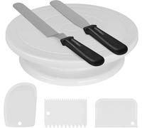 Ensemble De Plateau Tournant À Roulement À Billes Caché Avec Spatules À Glaçage, Peigne De Décoration Et Lisseur À Glaçage Pour La Décoration De Gâteaux