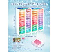 Ensemble de plateaux de rangement pour peinture au diamant ForeverYoung 3-en-1 (40 pièces) - 2 supports verticaux avec plateaux verrouillables, étiquettes couleur/nombre DMC FY-P2-TrayRack-2