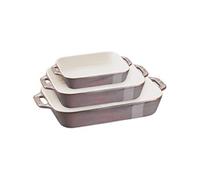 Staub Ensemble de 3 plats à four rectangulaires en céramique – Gris antique