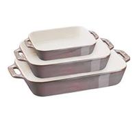 Staub Ensemble de 3 plats à four rectangulaires en céramique – Gris antique