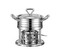 Ensemble de plats à frire en acier inoxydable avec poignées amovibles, chauffe-aliments portable avec réchaud à alcool pour la restauration, le camping et un usage domestique, 20 x 20 cm - A