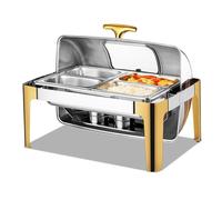 Ensemble de plats à frire enroulables en acier inoxydable - Plateau de présentation de nourriture - Récipient à condiments réfrigéré pour comptoir de fête de mariage