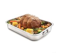 Ensemble de plats à rôtir en acier inoxydable avec grille métallique de 39 x 28 x 6 cm pour four durable et pratique pour rôtir et griller parfaits