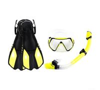 Ensemble de plongée avec tuba pour débutants, masque confortable, tuba sec et palmes efficaces pour une exploration facile (S/M jaune)