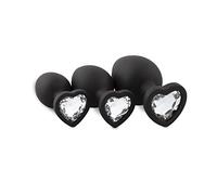 Ensemble De Plugs Anaux En Silicone Avec Diamant - Coeur