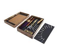 Ensemble de plumes d’écriture, kit vintage de calligraphie et de dessin à la plume avec tampon en métal et ouvre-lettres, coffret cadeau élégant de collection artisanale pour (SP248014R Violet)