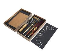 Ensemble de plumes d’écriture, kit vintage de calligraphie et de dessin à la plume avec tampon en métal et ouvre-lettres, coffret cadeau élégant de collection artisanale pour (SP248006R vin rouge)