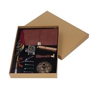 Ensemble de plumes de plume et d'encre vintage écrivant en douceur l'écriture de plumes et d'encre de plumes largement utilisées durables avec un carnet de tampon de cire pour les (Rouge)