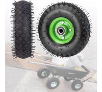 Ensemble de pneus de roue pneumatique de 10 pouces 4.10/3.50-4 avec alésage et roulements de 20 mm, moyeu décalé de 2,76", remplacement pour diable, brouette, chariot à sacs, chariot de ja 8''/2.50-4