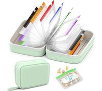 Ensemble de pochettes à pilules étanches - 14 pochettes à l'intérieur, pochette à pilules étanche format A8, grande capacité rangement à fermeture éclair au design de classeur portable (Vert)