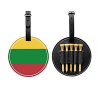 Ensemble De Pochettes Pour Tees De Golf En Cuir Pu Avec Imprimés Amusants Du Drapeau De La République De Lituanie 5 Tees En Bois Pour L'Entraînement Des Golfeurs Cadeau Pour Un Mari Papa Golfeur