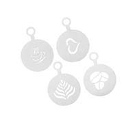 Ensemble de pochoirs à café pratiques en acier antirouille de qualité alimentaire, avec 4 modèles uniques, accessoires professionnels pour café, moules artistiques recyclables