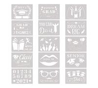 Ensemble de pochoirs creux pour peinture de remise de diplôme en PET pour album manuscrit rapport, peinture sur mur en bois