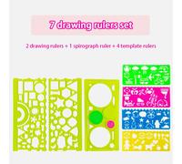 Ensemble de pochoirs de dessin de spirographe géométrique,modèle de peinture,règle,artisanat d'art créatif,jouet éducatif pour enfants,cadeau pour filles et garçons - Type 7pcs yellow