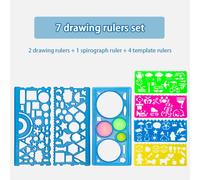 Ensemble de pochoirs de dessin de spirographe géométrique,modèle de peinture,règle,artisanat d'art créatif,jouet éducatif pour enfants,cadeau pour filles et garçons - Type 7pcs blue