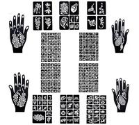 Ensemble de pochoirs de tatouage Mehndi arabe, pour la peinture des mains et du corps de style indien, perforés, réutilisables, parfaits pour la décoration quotidienne et les fêtes de mariage