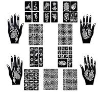 Ensemble de pochoirs de tatouage Mehndi arabe, pour la peinture des mains et du corps de style indien, perforés, réutilisables, parfaits pour la décoration quotidienne et les fêtes de mariage