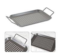 Ensemble de poêles à barbecue antiadhésives pour légumes, poissons et crevettes, 34,5 x 18,5 cm, plaque à rôtir antiadhésive compatible avec les barbecues électriques au gaz et au charbon, poignée en
