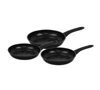 Ensemble de poêles à frire forgées revêtement en marbre Noir 3 pièces Herzberg HG04746-BLK Herzberg