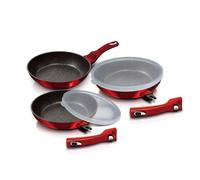 Ensemble de poêles à frire - Metallic Line - Burgundy Edition - Aluminium forgé - Poignée amovible - Antiadhésif