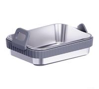 Ensemble de poêles à friteuse à air comprimé en acier inoxydable avec couvercle et égouttoir pour soutenir un chauffage uniforme et une circulation efficace de l'air (gris 4)