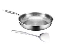 Ensemble de poêles antiadhésives en métal avec spatule, répartition uniforme de la chaleur pour cuisinière électrique, anti-rayures, martelées sans poêles