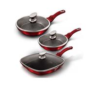 Berlinger Haus, Set de 6 Pièces, avec poignée détachable, Collection Burgundy, en alu forgé, revêtement en marbre antiadhésif à 3 couches, Convient à tous types de plaques de cuisson