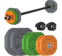 Ensemble de poids Tunturi Aerobic Pump 20kg - Ensemble d'haltères avec 6 disques - Barre d'haltère incluse - Avec revêtement en caoutchouc - Application fitness e incluse