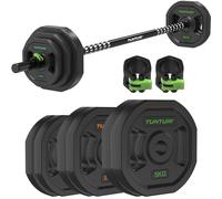 Ensemble de poids Tunturi Aerobic Pump 20kg - Ensemble d'haltères en caoutchouc - Incl. barre avec 6 disques - Ensemble de barre - Incl. application de fitness gratuite