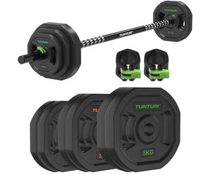 Ensemble de poids Tunturi Aerobic Pump 20kg - Ensemble d'haltères en caoutchouc - In arre avec 6 disques - Ensemble de barre - In pplication de fitness gratuite