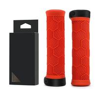 Ensemble de poignées de guidon de vélo pour guidon de 22,2 mm utilisant du caoutchouc TPR pour fournir une dispersion uniforme de la pression et un engagement durable dans toutes les conditions (rouge