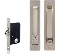 Ensemble De Poignées De Porte Coulissante à Clé pour Patio, Poignée Encastrée Invisible, Loquet De Poche pour Quincaillerie De Porte en Bois De Grange., Silver